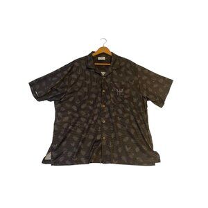 Hawaiian Button Up Shirt Militant Navy Logo USA Men’s Gray XXL 2XL